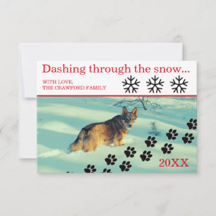Dog Dashing Through the Snow - 3x5 Christmas Card