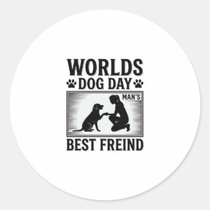 Dog Day Man’s Best Freind Vintage Classic Round Sticker