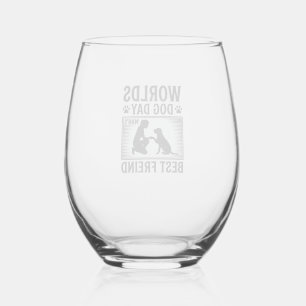 Dog Day Man’s Best Freind Vintage Stemless Wine Glass