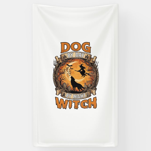 Dog Day Witch Night Halloween Wolf Moon Bats_1 Banner (Vertical)