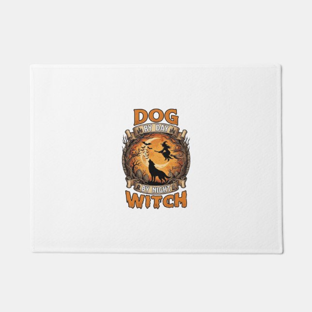 Dog Day Witch Night Halloween Wolf Moon Bats_1 Doormat (Front)