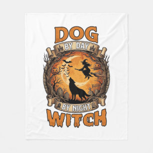 Dog Day Witch Night Halloween Wolf Moon Bats_1 Fleece Blanket