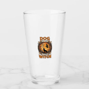 Dog Day Witch Night Halloween Wolf Moon Bats_1 Glass