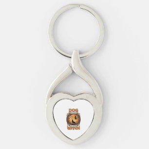 Dog Day Witch Night Halloween Wolf Moon Bats_1 Key Ring