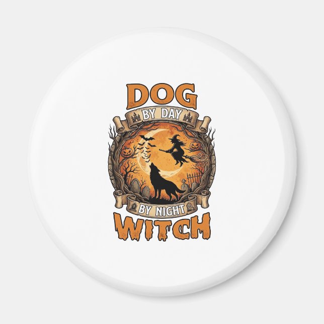Dog Day Witch Night Halloween Wolf Moon Bats_1 Magnet (Front)