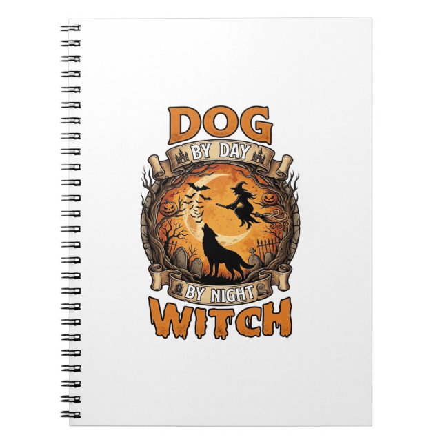 Dog Day Witch Night Halloween Wolf Moon Bats_1 Notebook (Front)