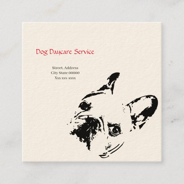 Dog Daycare Service Square Business Card (Front)