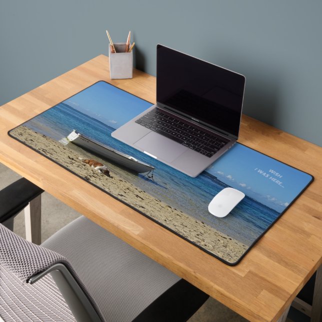Dog Days at the Beach (text custmizable)  Desk Mat (Office 2)