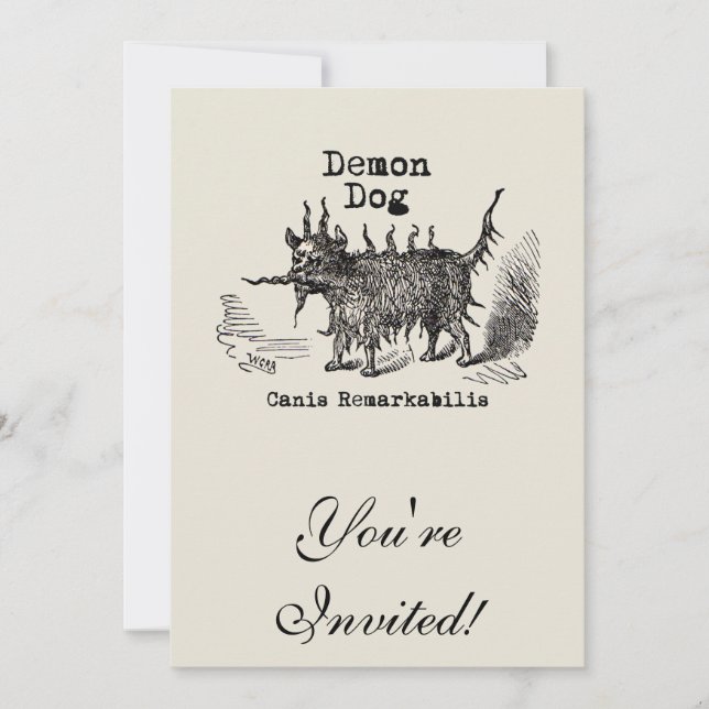 Dog Demon Vintage Funny Cute Invitation (Front)