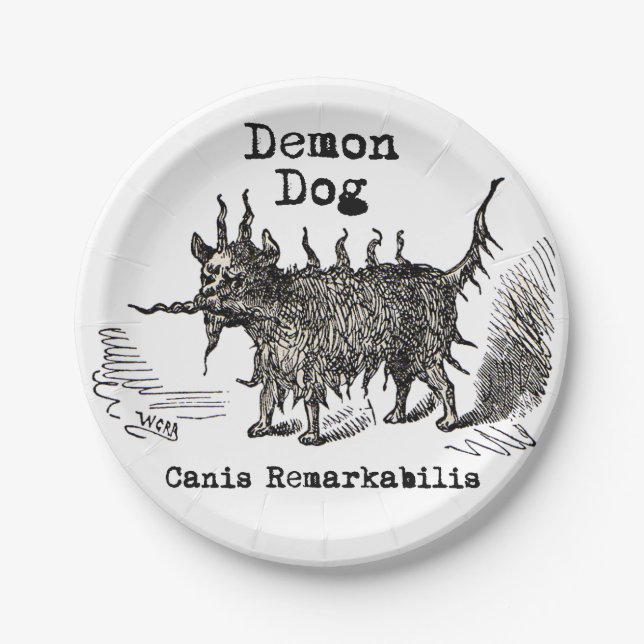 Dog Demon Vintage Funny Cute Paper Plate (Front)