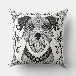 Dog Detailed Line Art Cushion