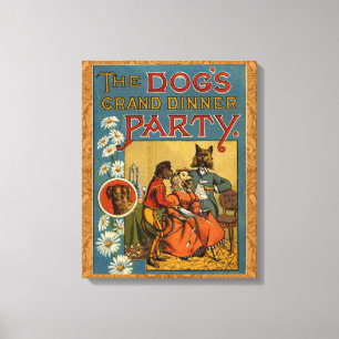 Dog Dinner Party Vintage dog illustration Canvas Print