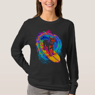 Dog Doberman Pinscher Surfing T-Shirt