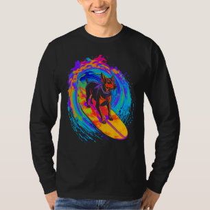 Dog Doberman Pinscher Surfing T-Shirt