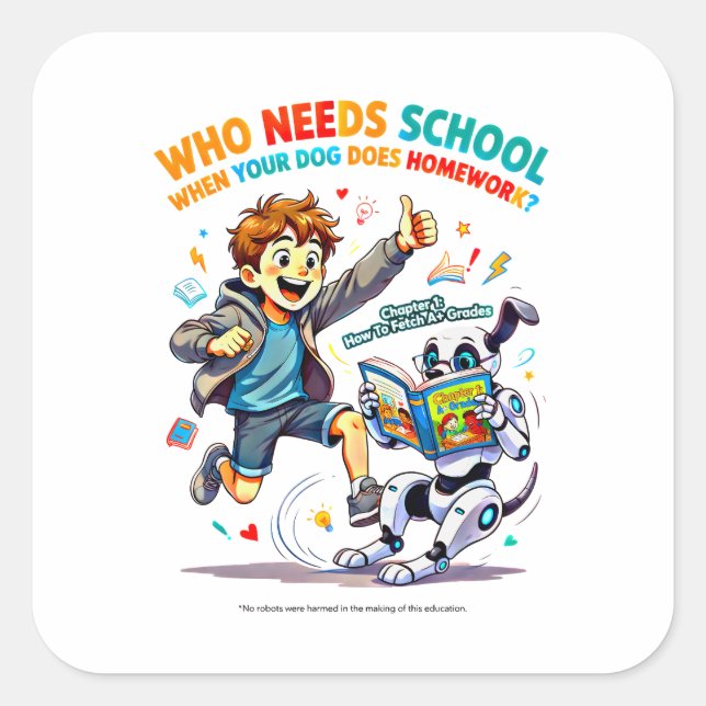 Dog Does Homework Funny Quote   Square Sticker (Front)