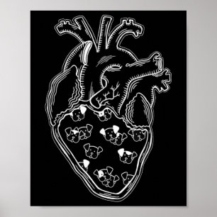 Dog Dogs Heart Anatomy Tattoo Style Poster