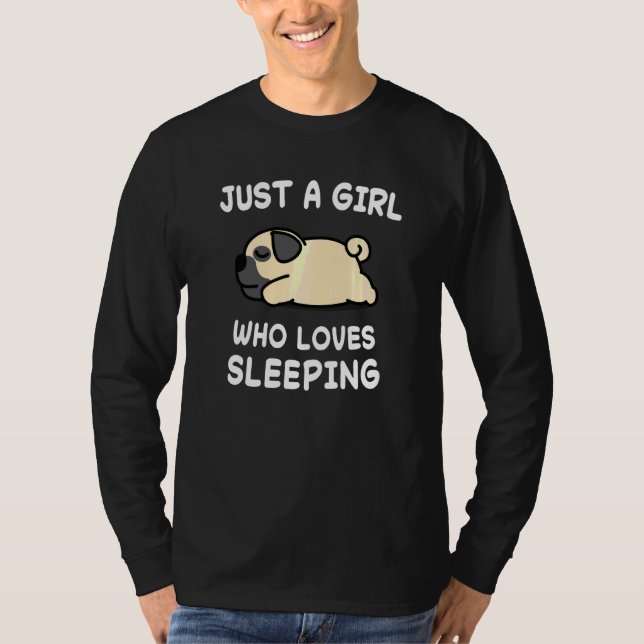 Dog Dogs Pug Nap Sleeping Sleep Pajama Pyjamas Nig T-Shirt (Front)