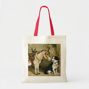 Dog & Donkey Animal Friends - Vintage Art by Emms Tote Bag