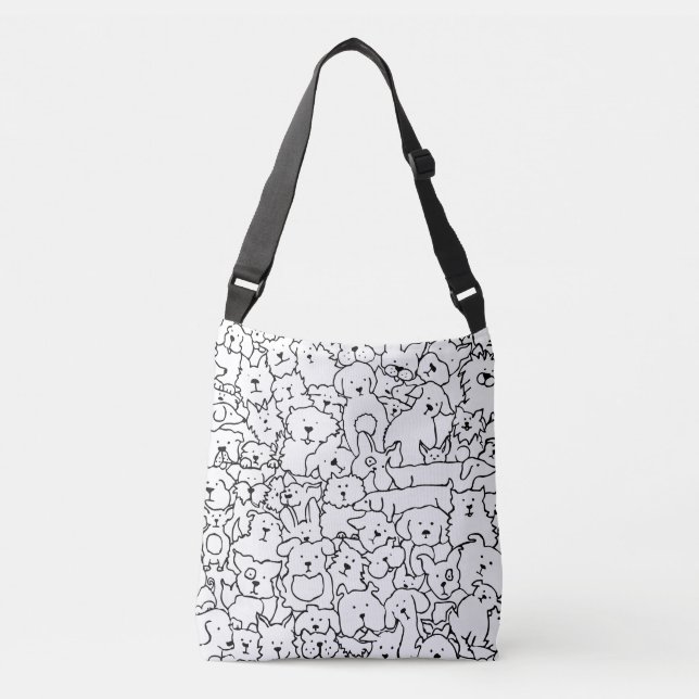 Dog Doodle Line Art Crossbody Bag (Front)