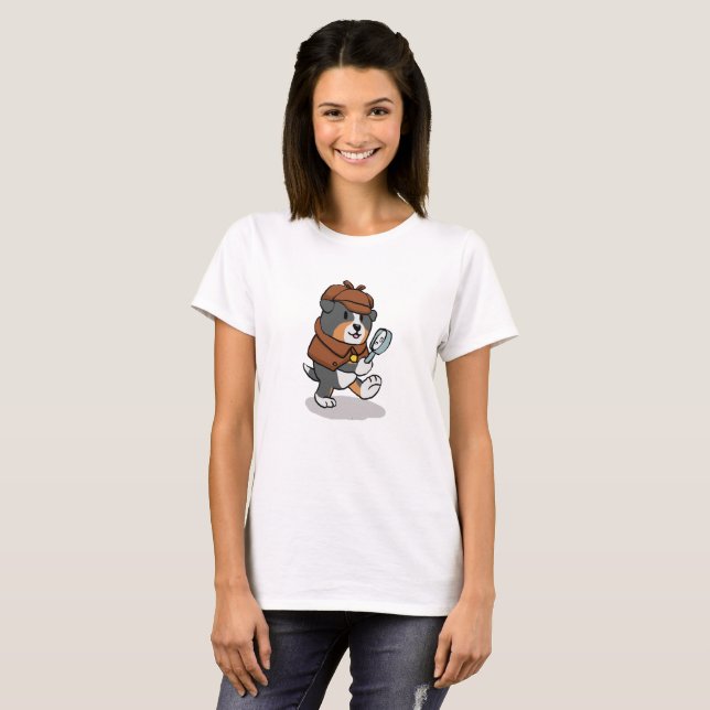 Dog dressed up like a detective | choose back colo T-Shirt (Front Full)