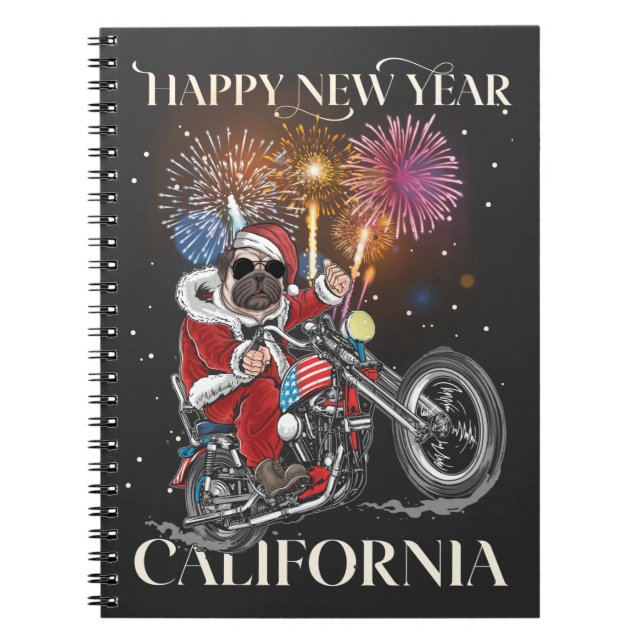 Dog Drives A Motorcycle To California Notebook (Front)