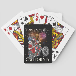Dog Drives A Motorcycle To California Playing Cards