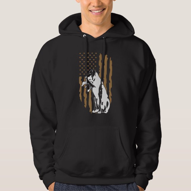 Dog Duck Hunting American Flag Hoodie (Front)