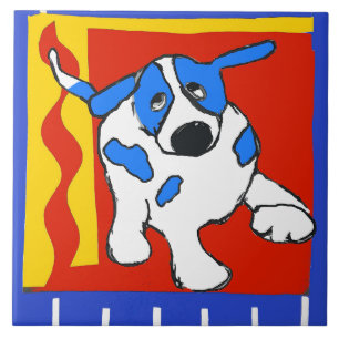 Dog, Dutch Delft Look Tile