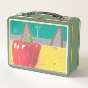 Dog ears and pepper metal lunch box