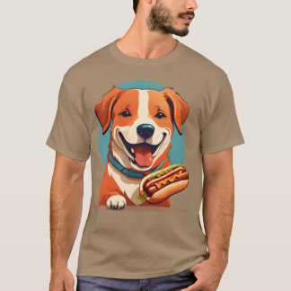 Dog eat HotDog family girl T-Shirt