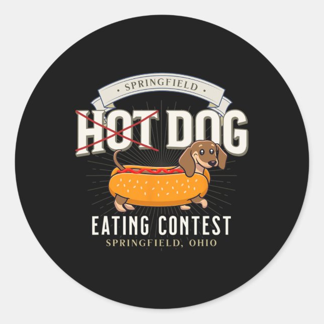 Dog Eating In Springfield Ohio  Classic Round Sticker (Front)
