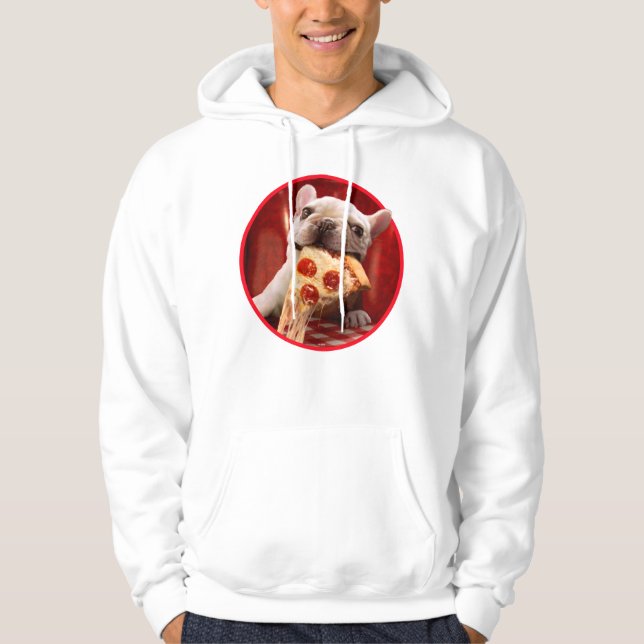 Dog Eating Pizza Slice Hoodie (Front)