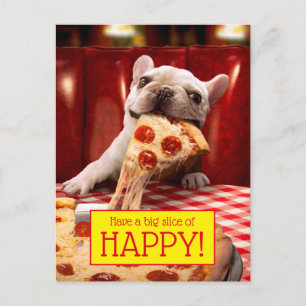 Dog Eating Pizza Slice Invitation Postcard