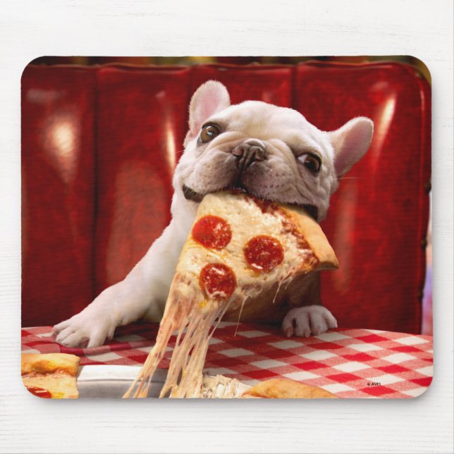 Dog Eating Pizza Slice Mouse Pad (Front)