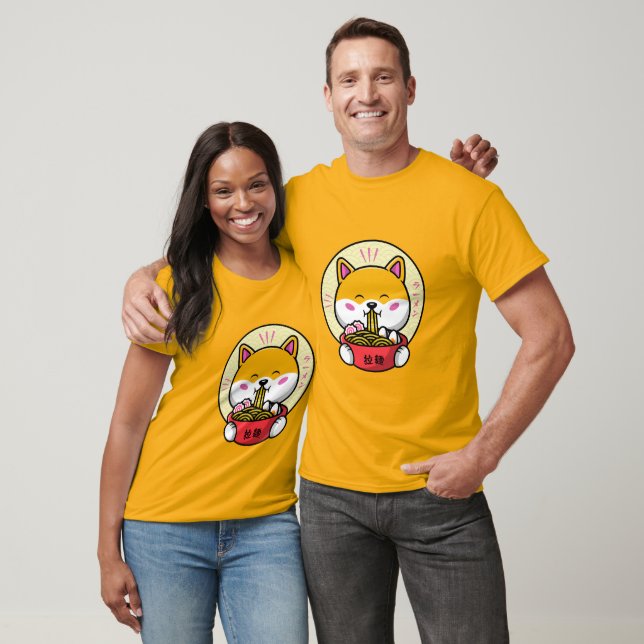 Dog Eating Ramen Cute Kawaii Noodle T-Shirt (Unisex)