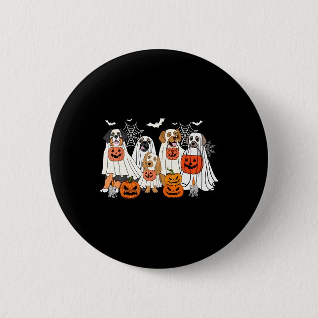 Dog Ed As Ghost Halloween 6 Cm Round Badge (Front)