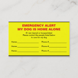 Dog Emergency Alert Home Alone Card
