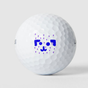 Dog Emoticon Paint Drip Golf Balls