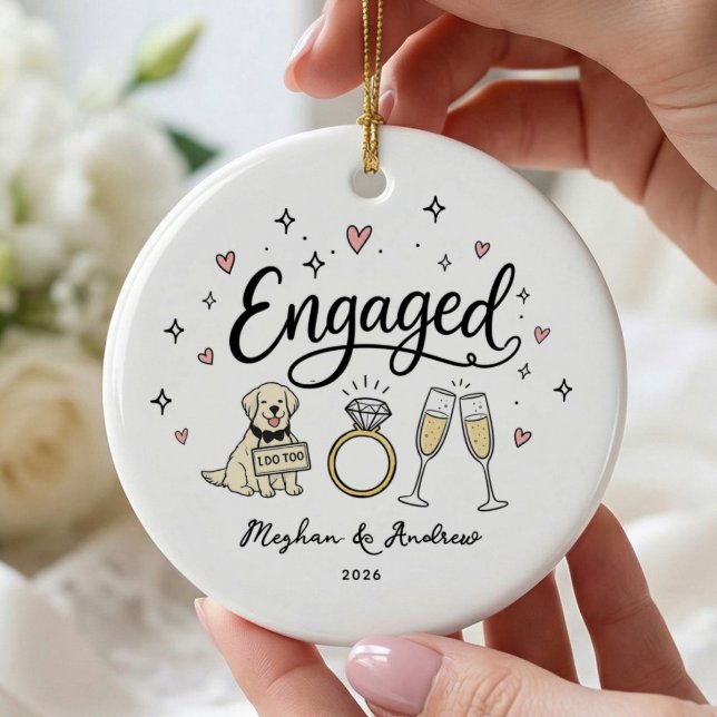 Dog Engagement Ornament Personalised (Creator Uploaded)