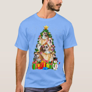 Dog English bullChristmas Tree Funny English bull8 T-Shirt