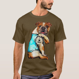 Dog English Bulldog I Love Mom Tattoo Mother's Day T-Shirt