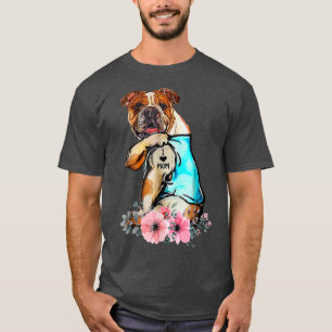 Dog English Bulldog I Love Mum Tattoo Mother's Day T-Shirt