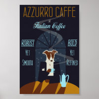 Dog Enjoying Italian Coffee Poster Art