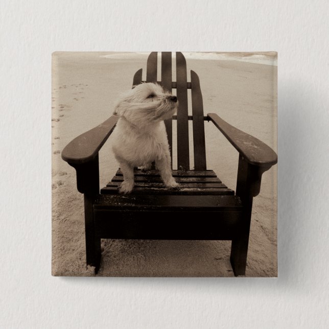 Dog Enjoying the Beach 15 Cm Square Badge (Front)