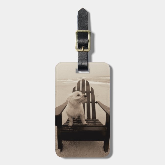 Dog Enjoying the Beach Luggage Tag (Front Vertical)