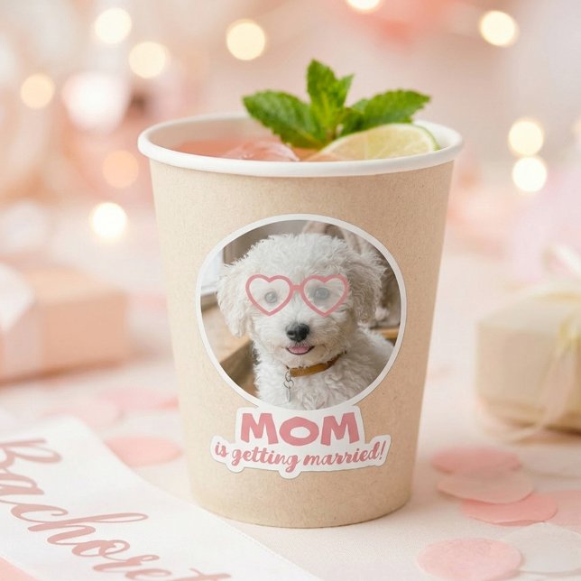 Dog Face Bachelorette Bridal Pet Photo Favours (Mom Is Getting Married Funny Dog Photo Bachelorette Party Stickers)