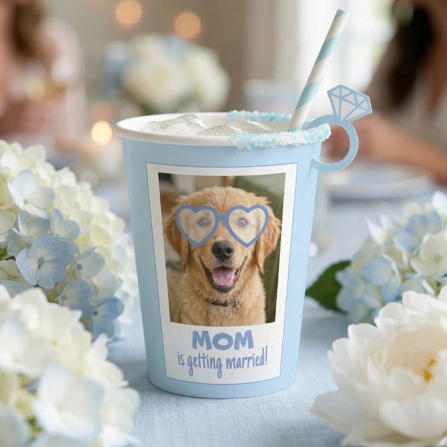 Dog Face Bachelorette Cups Fun Dusty Blue (Dog Photo Bachelorette Party Cups)