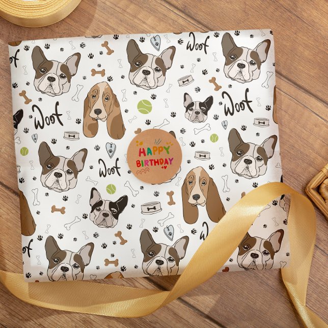 Dog faces bones and paws seamless pattern  wrapping paper (Creator Uploaded)