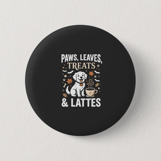 Dog Fall Latte Halloween 6 Cm Round Badge (Front)