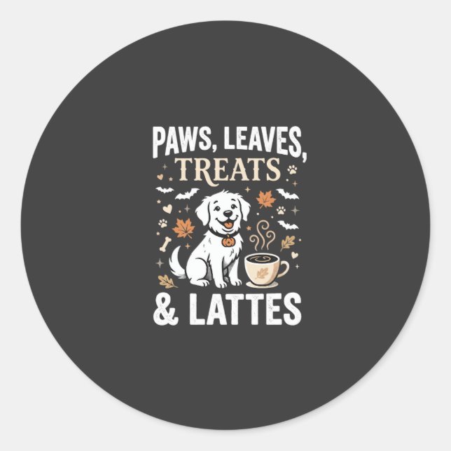 Dog Fall Latte Halloween Classic Round Sticker (Front)